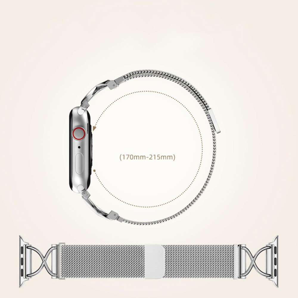 Apple Watch (42/41/40/38 mm) Milanaise Armband mit Magnet-Verschluss (Gelenkumfang: 170-215mm) - Silber