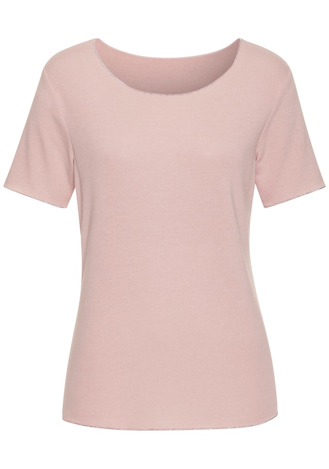 LASCANA Rundhalsshirt »mit feiner Glitzereinfassung«, aus weichem Viskose-Feinstrick