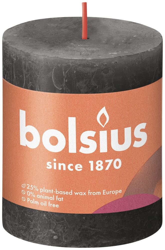 Bolsius Shine - Rustieke kaars - 8 cm - Donkergrijs