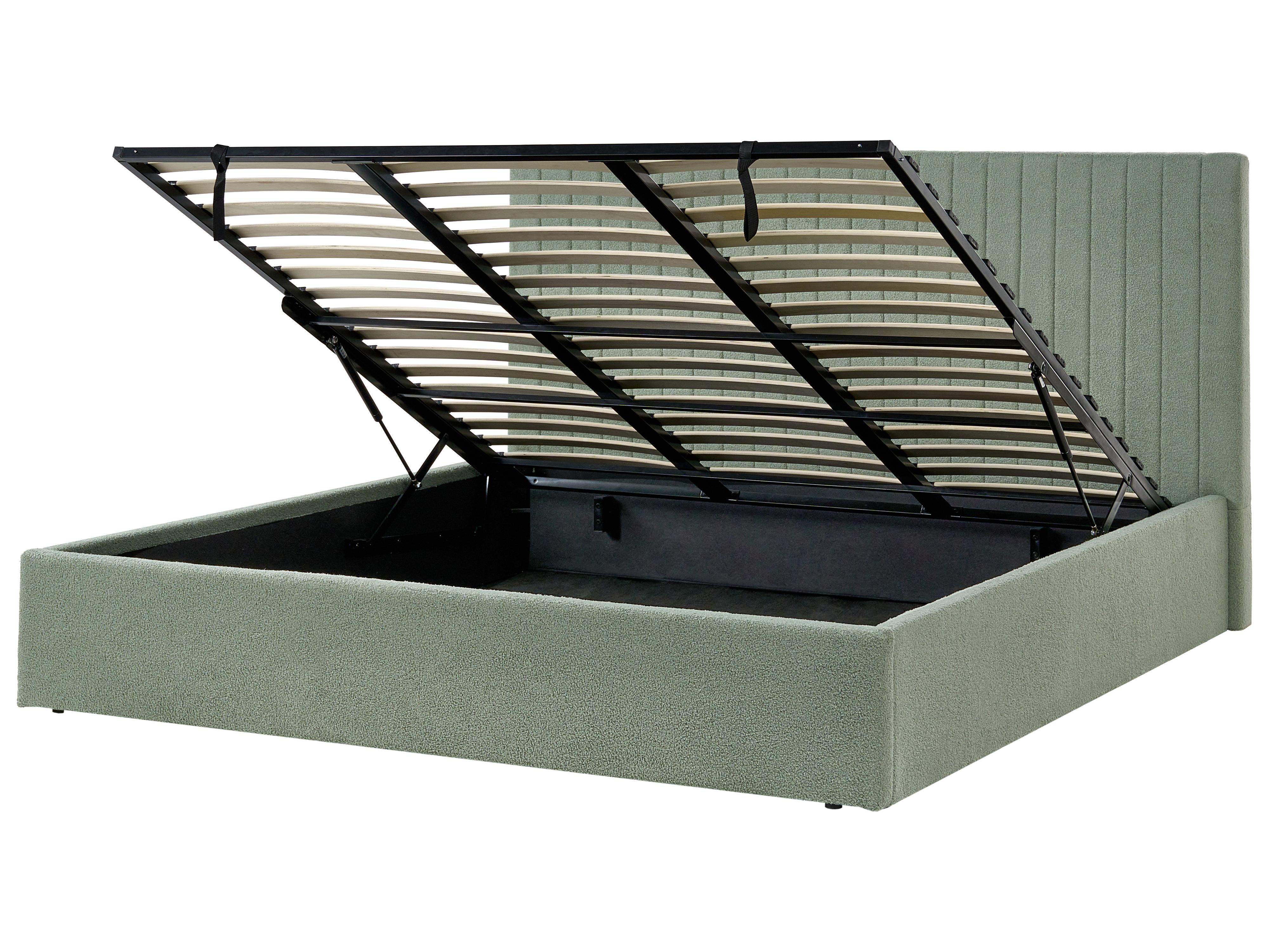 Bed met opbergruimte Bouclé VION 180 x 200 cm Groen