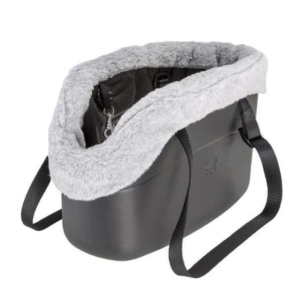 With me sac de transport avec fourrure pour chien noir 21,5 x 43,5 x 27cm