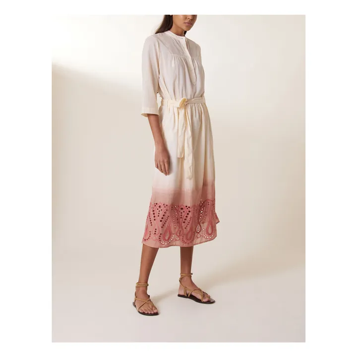 Leon & Harper Robe Rimi Tie & Dye Coton Bio  | Corail