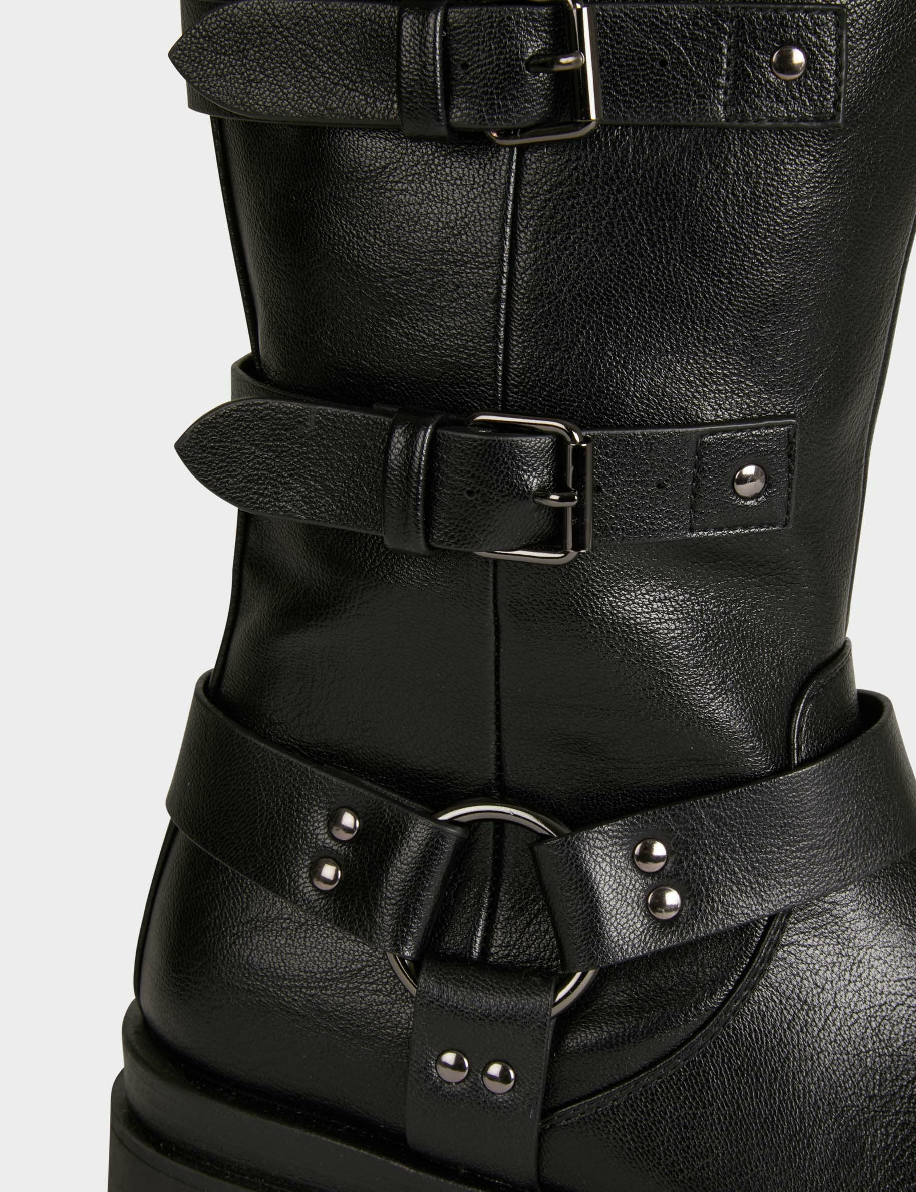 Bottines plates avec brides noir femme - noir
