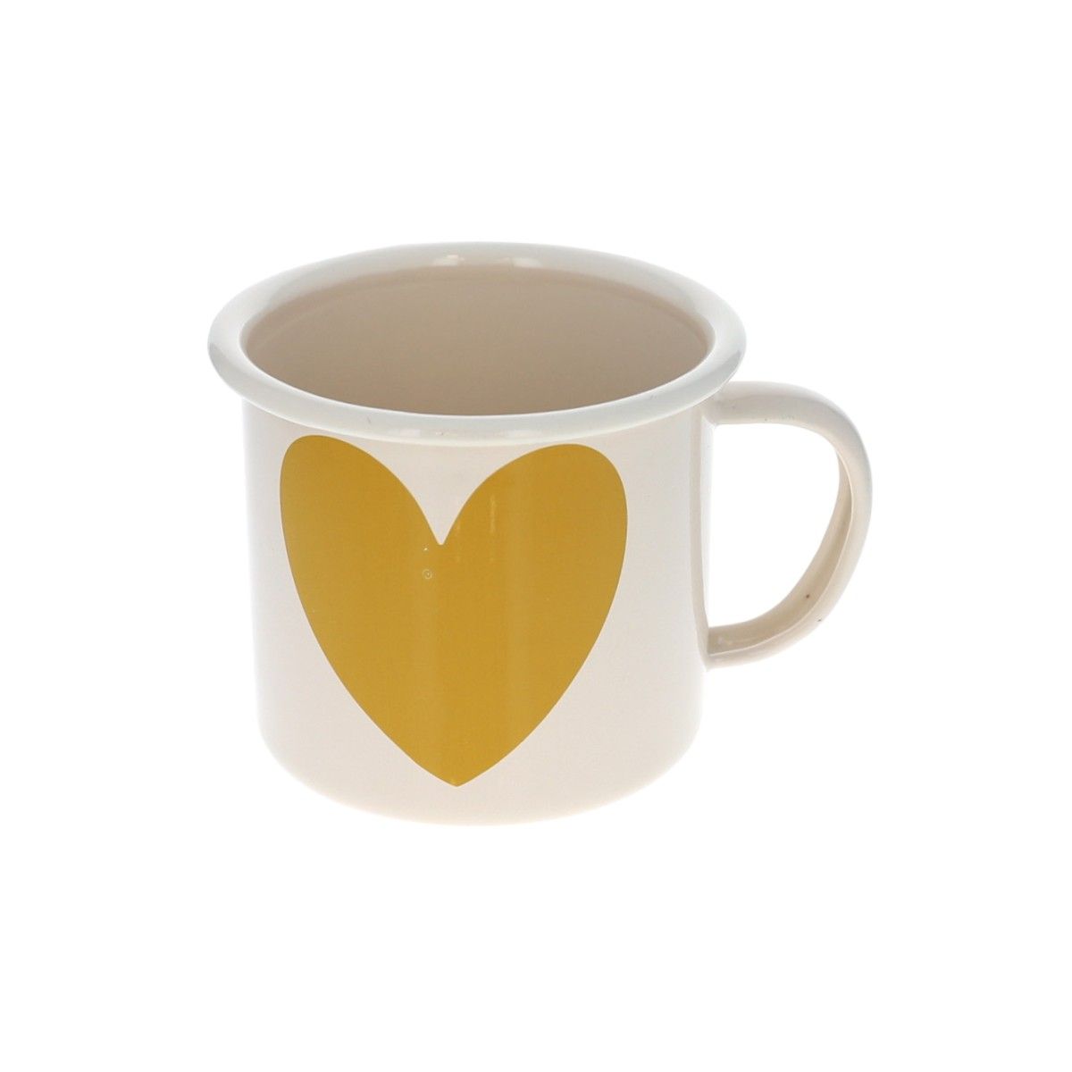 Mug émaillé cœur moutarde Pause goûter
