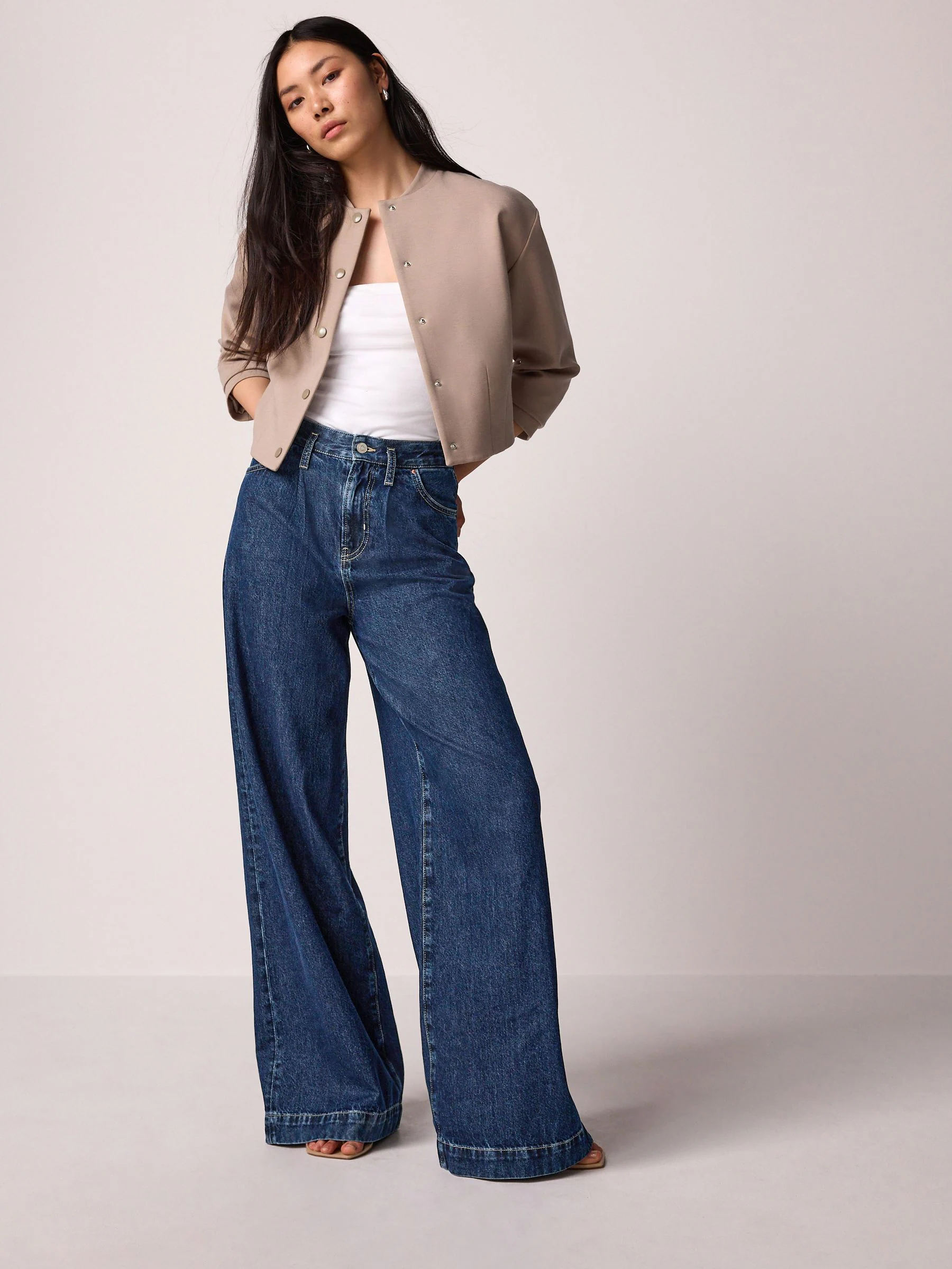 Rinse wash - Palazzo-jeans met wijde pijpen van 100% katoen