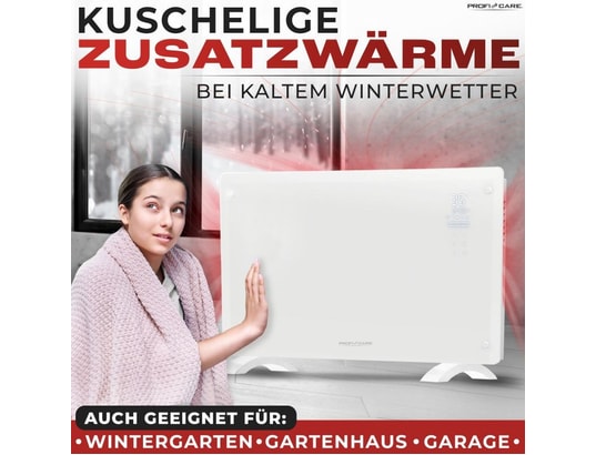 PROFICARE - Radiateur soufflant Convecteur en verre 2000w blanc pc-gkh3119-blanc
