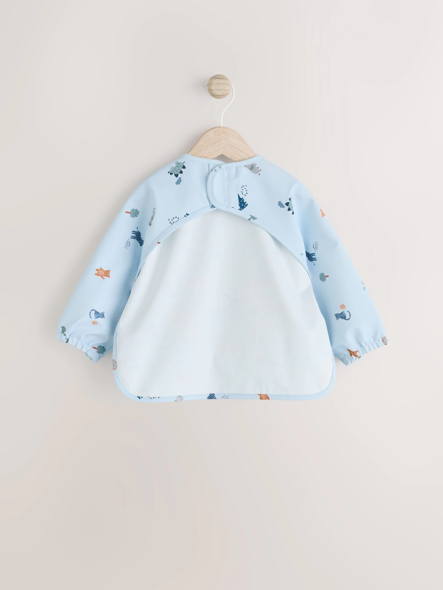 Blauw Dino Jungle - Slabbetje met mouwen voor spenen en voeden