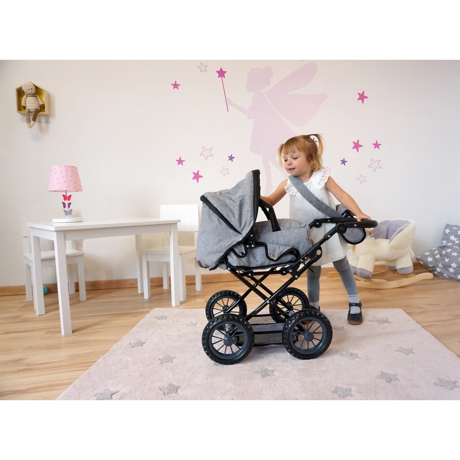 knorr toys® Puppenwagen Ruby - stone black grau