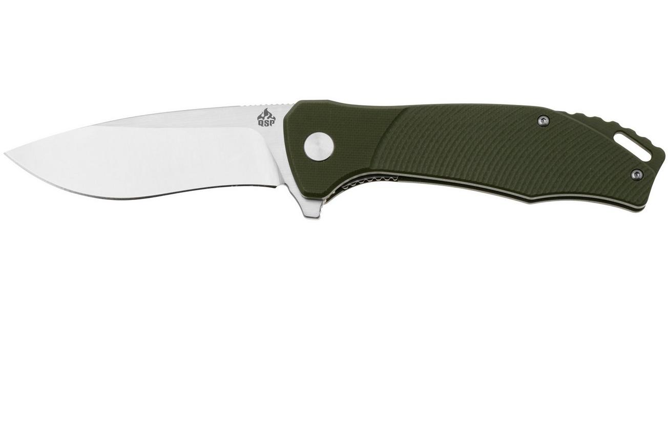 QSP Knife Raven QS122-B1 D2, Green G10, zakmes