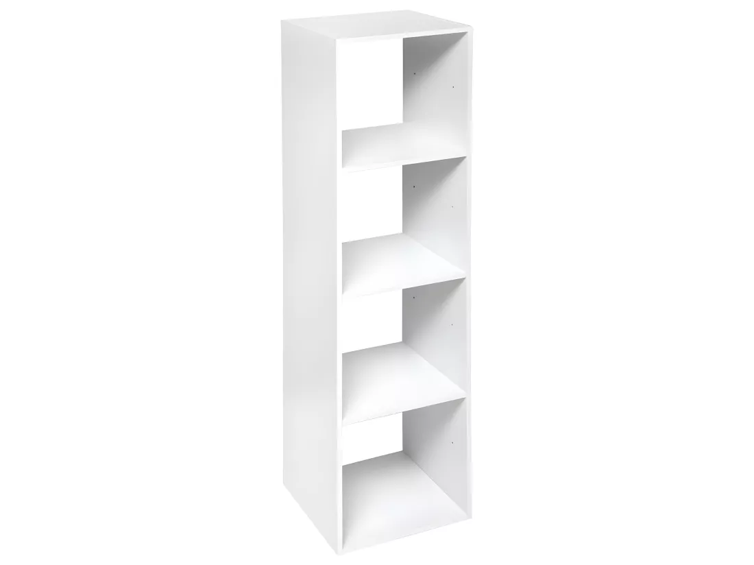 Meuble Étagère colonne 4 cases de rangement Blanc H 134 cm