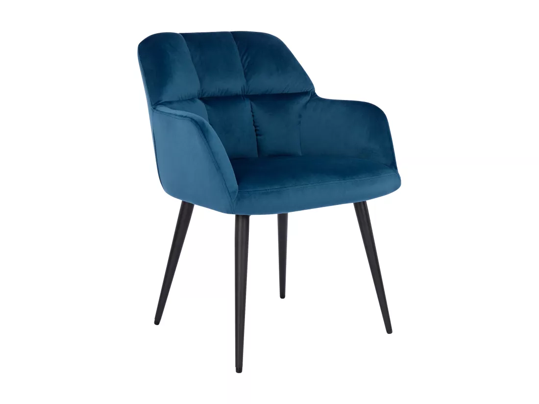 Lot de 6 chaises avec accoudoirs - Velours et métal - Bleu - PEGA de PASCAL MORABITO