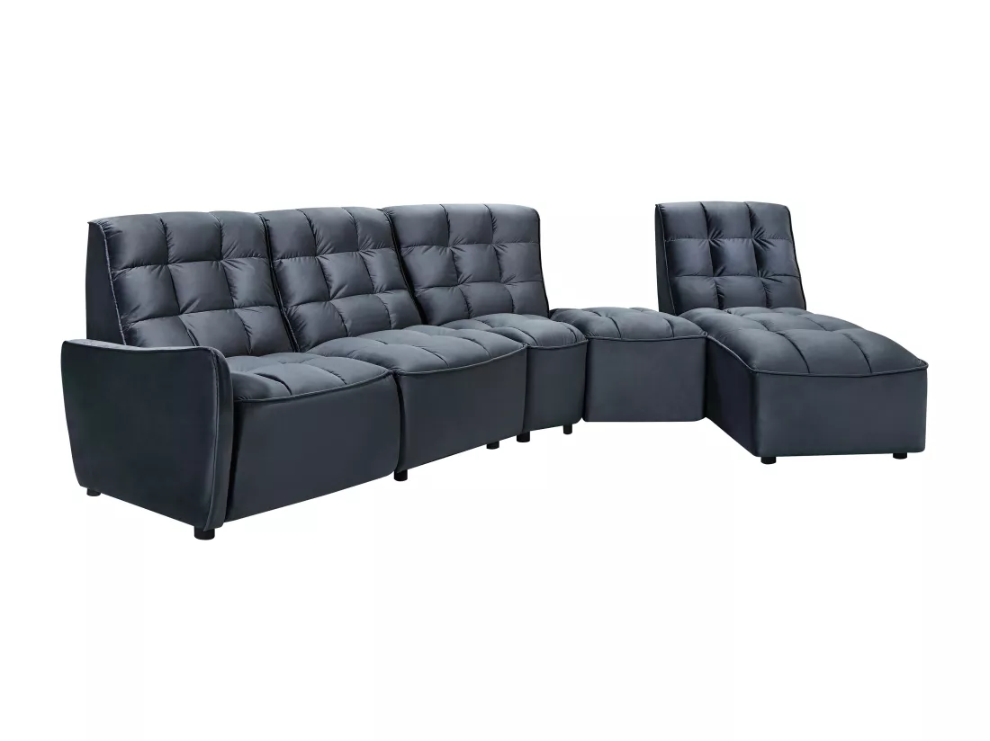 Canapé d'angle relax électrique modulable en velours anthracite ALFORD