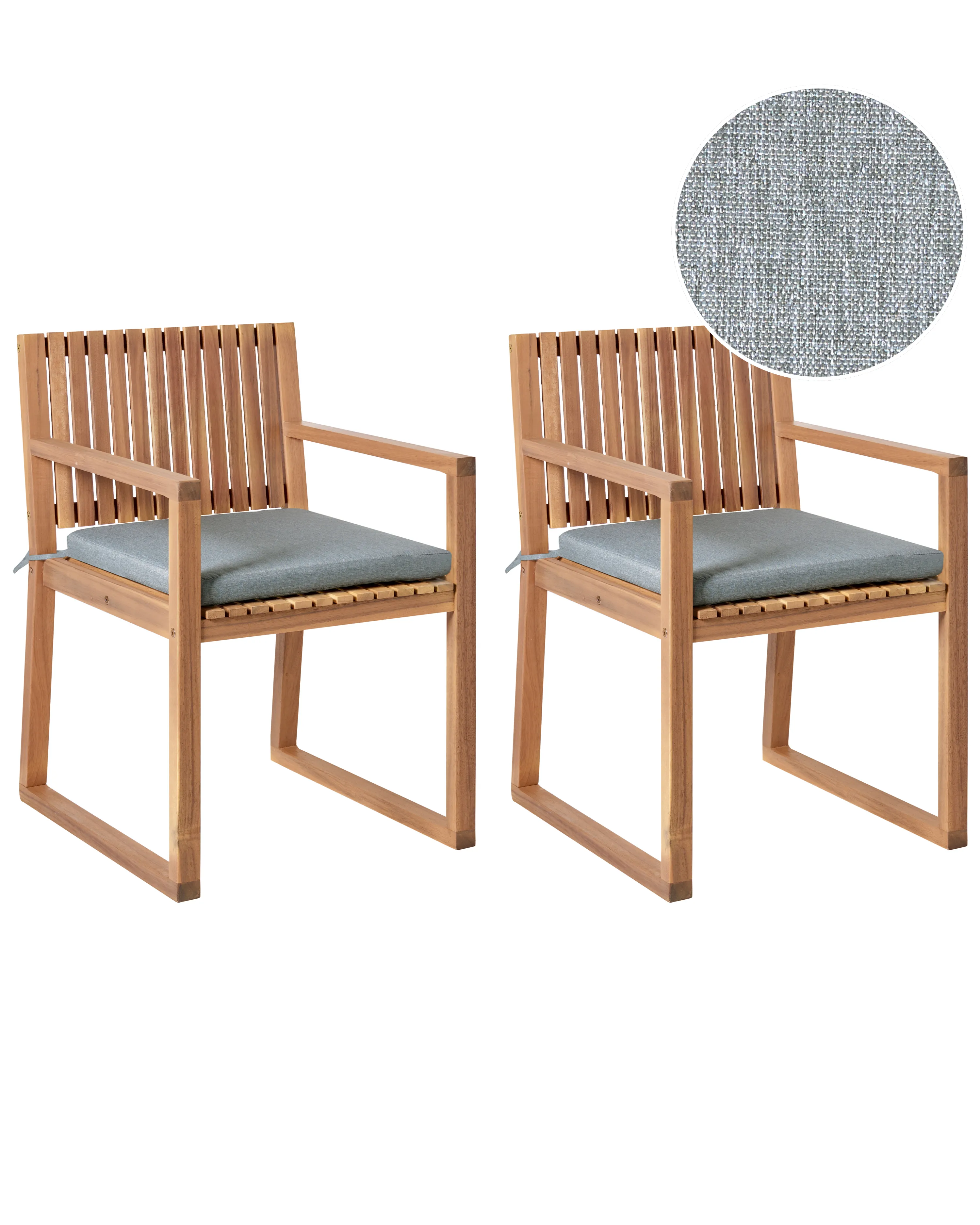 Set van 2 stoelen met zitkussen SASSARI PREMIUM Gecertificeerd acaciahout Grijs melange