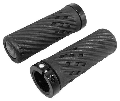 Poignee Vtt Herrmans Luna Lock 90Mm Noir Avec Collier Fermeture (Paire)