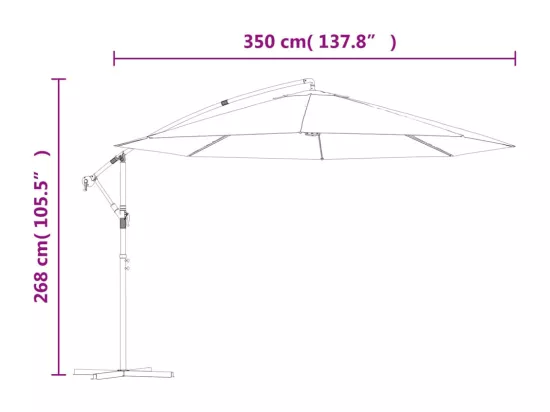 Parasol déporté avec mât aluminium bleue 02_0008481