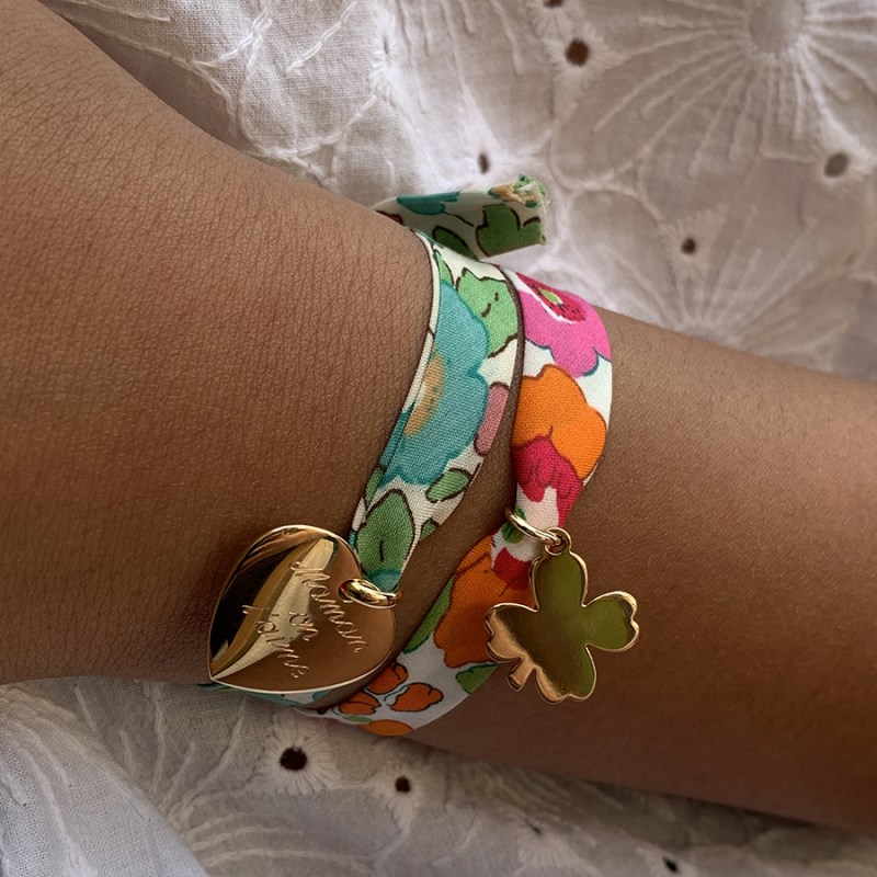 Bracelet liberty trèfle plaqué or 3 microns - Personnalisable
