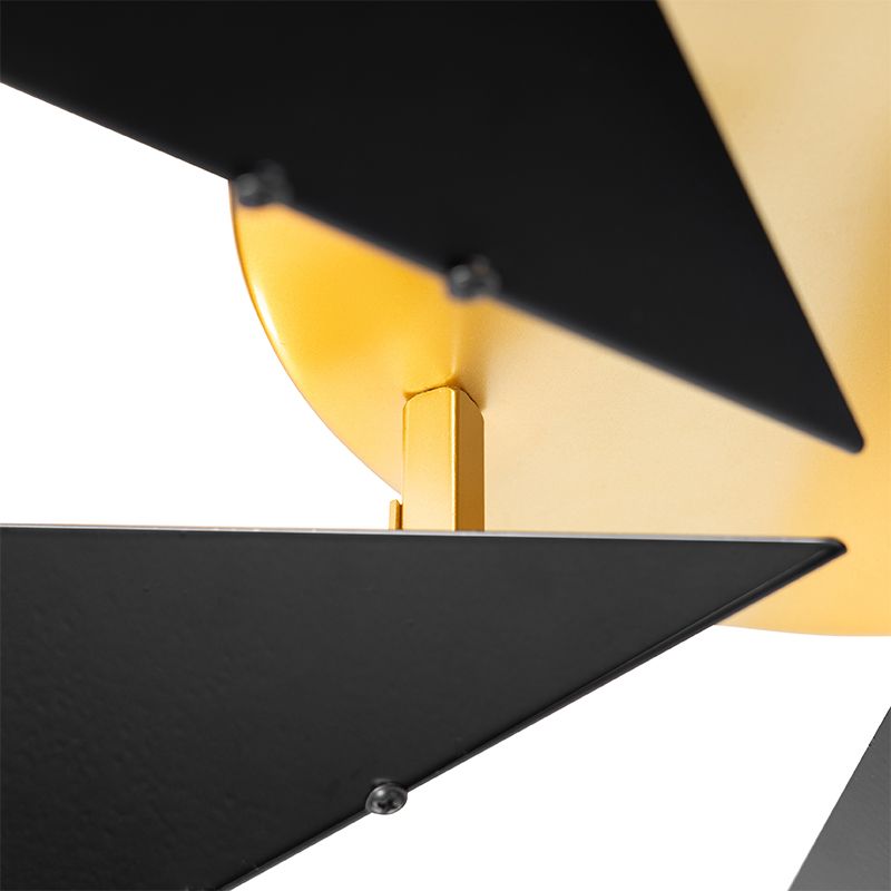 Design plafondlamp zwart met goud 5-lichts - Sinem