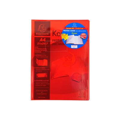 Exacompta Kover - Protège cahier avec rabats/pochettes - A4 (21 x 29,7 cm) - disponible dans différentes couleurs translucides