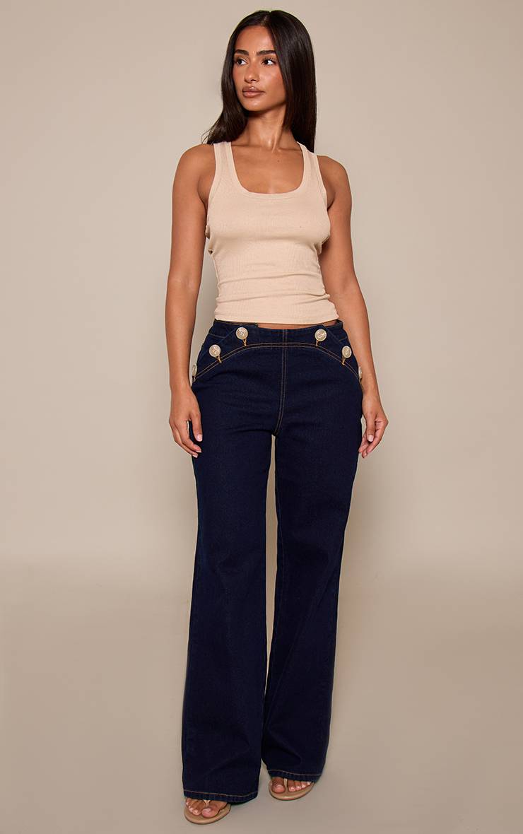 Bleu Indigo Jean Droit Petite Avec Détail Boutons