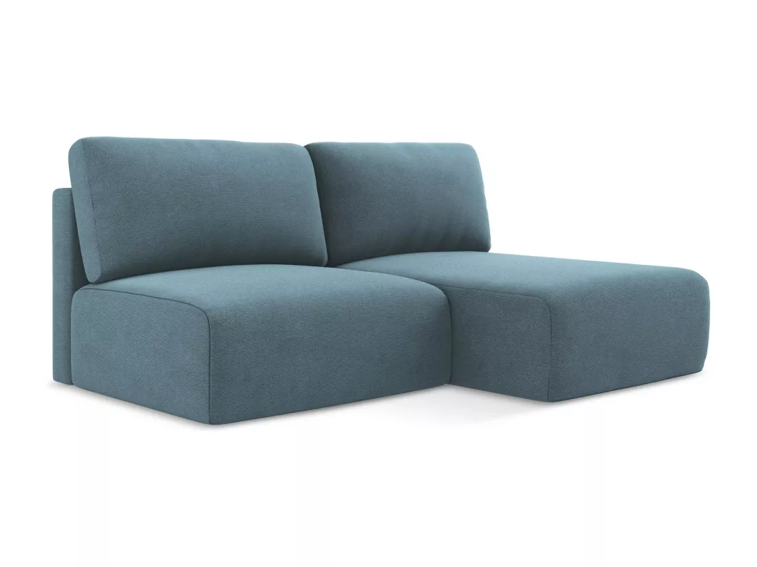 Canapé d’angle 3 places droit sans accoudoir convertible en Strukturstoff - bleu clair - KONA