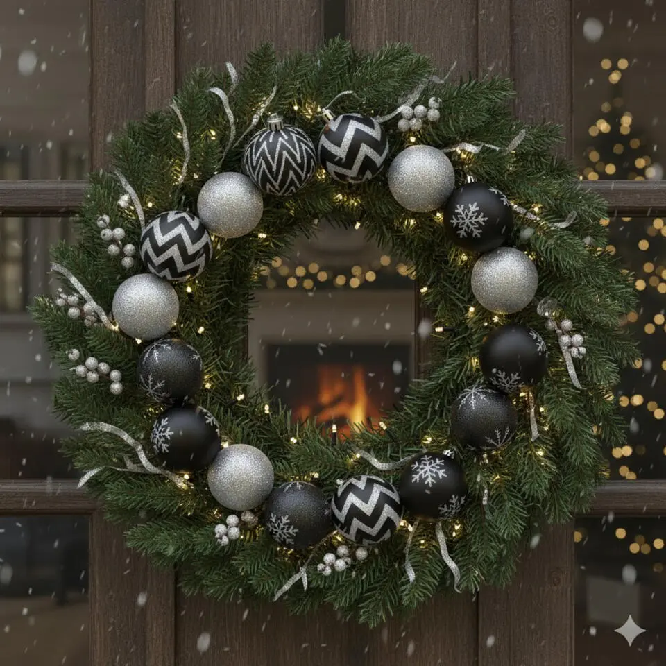 Inge Christmas Goods Kerstballen - 9st - kunststof zwart - 6 cm