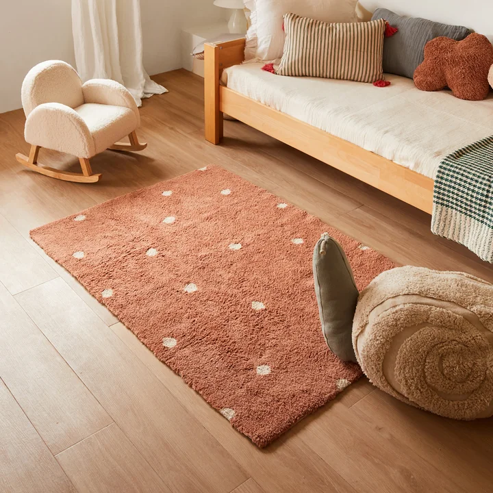 Lorena Canals - Mini Dot Teppich, 100 x 150 cm, blue sage / natur