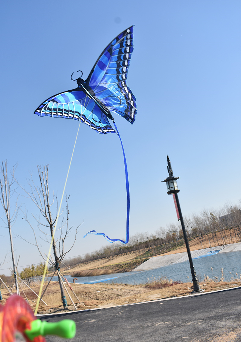 (1.4m) Flug Drachen Herbst Spielzeug Outdoor Schmetterling Flugspielzeug - Blau
