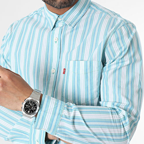 Chemise Manches Longues A Rayures 85748 Bleu Blanc