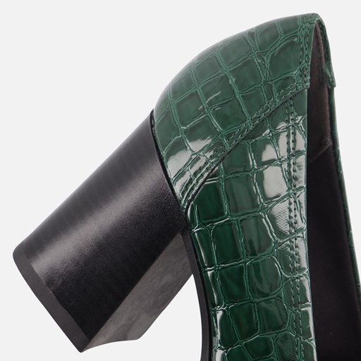Tamaris Trotteur Pumps groen Textiel