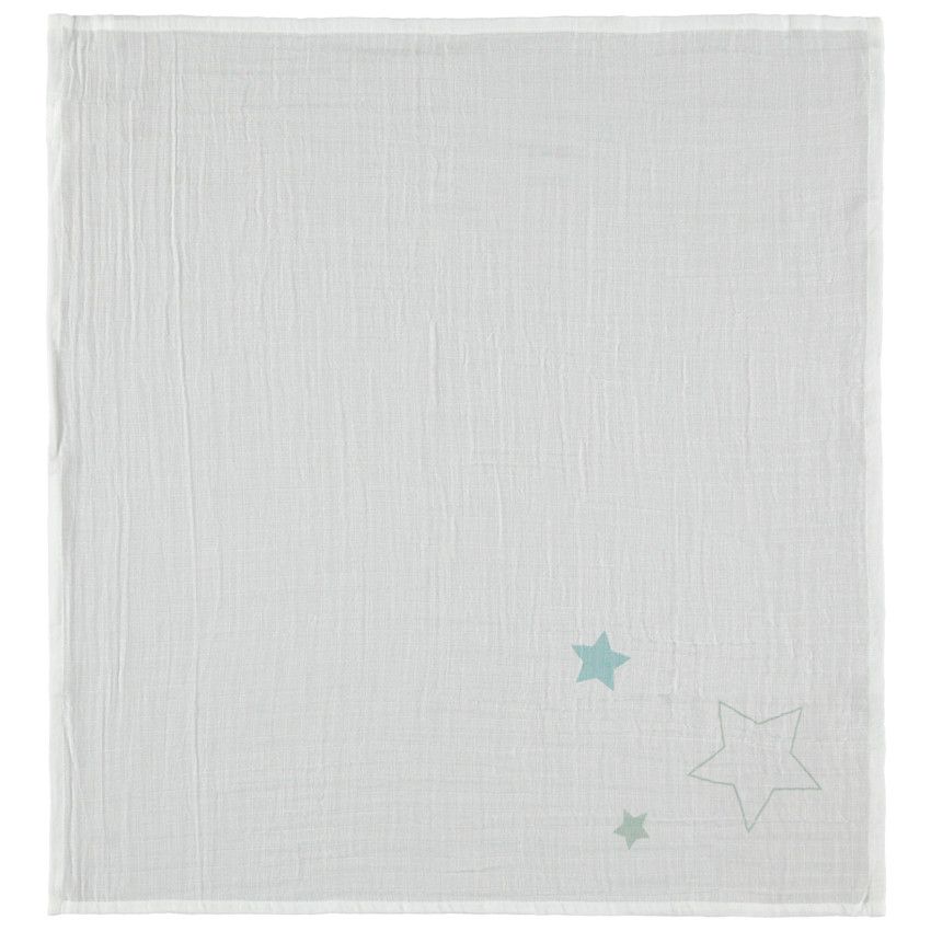 Lot de 3 langes en tétra motif étoiles - Bleu moyen