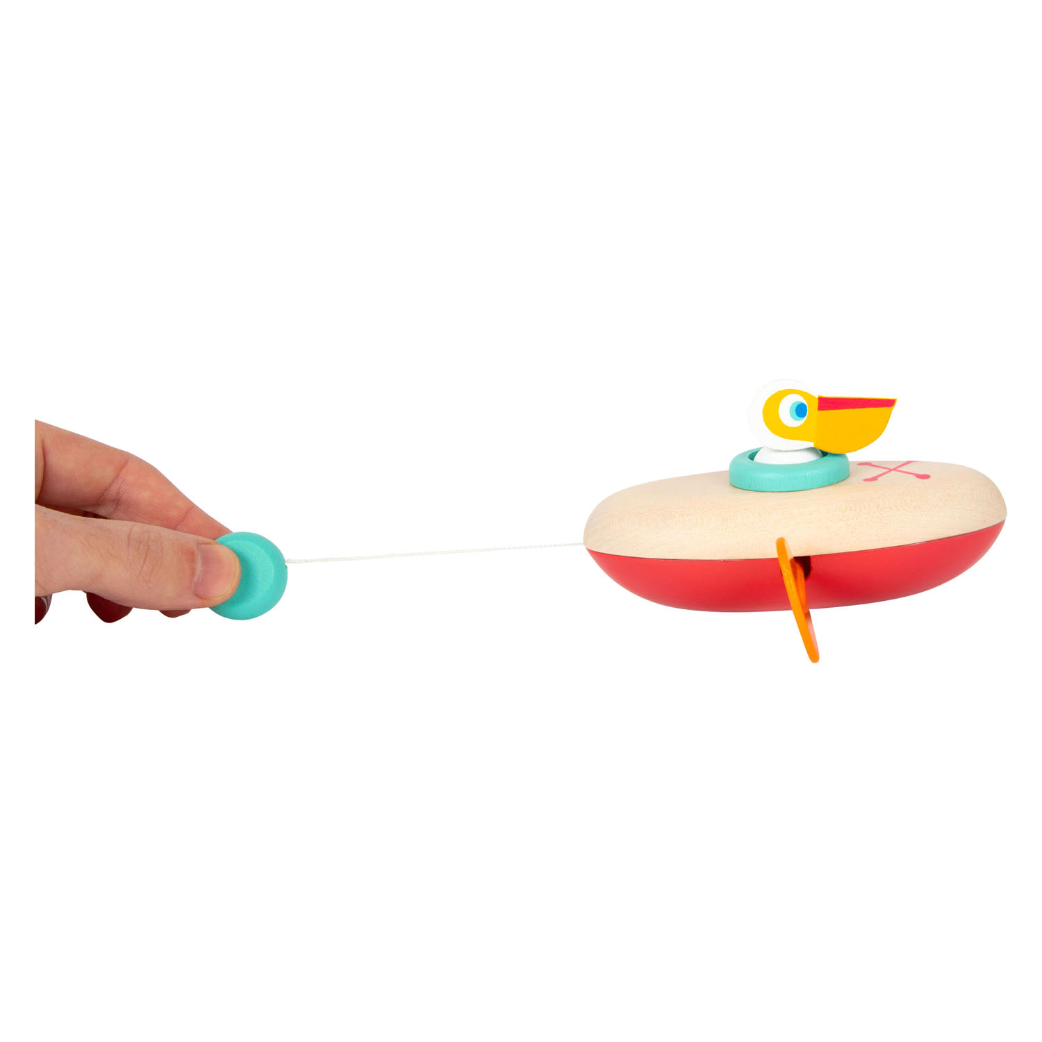 Small Foot - Badspeelgoed Houten Kano Pelikaan Opwindbaar