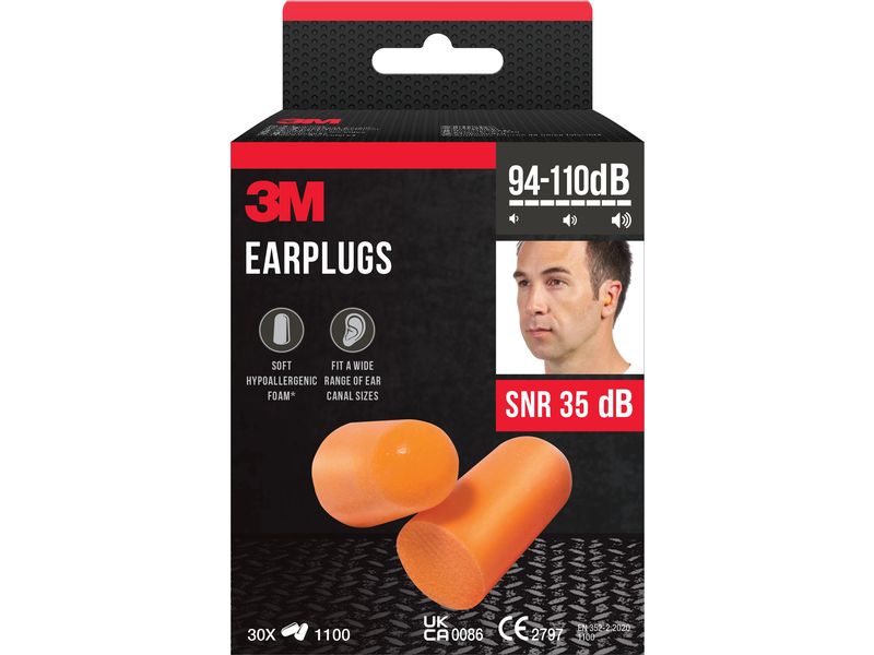 3M Gehörschutz 1100 30 Paar Gehörschutzstöpsel, orange