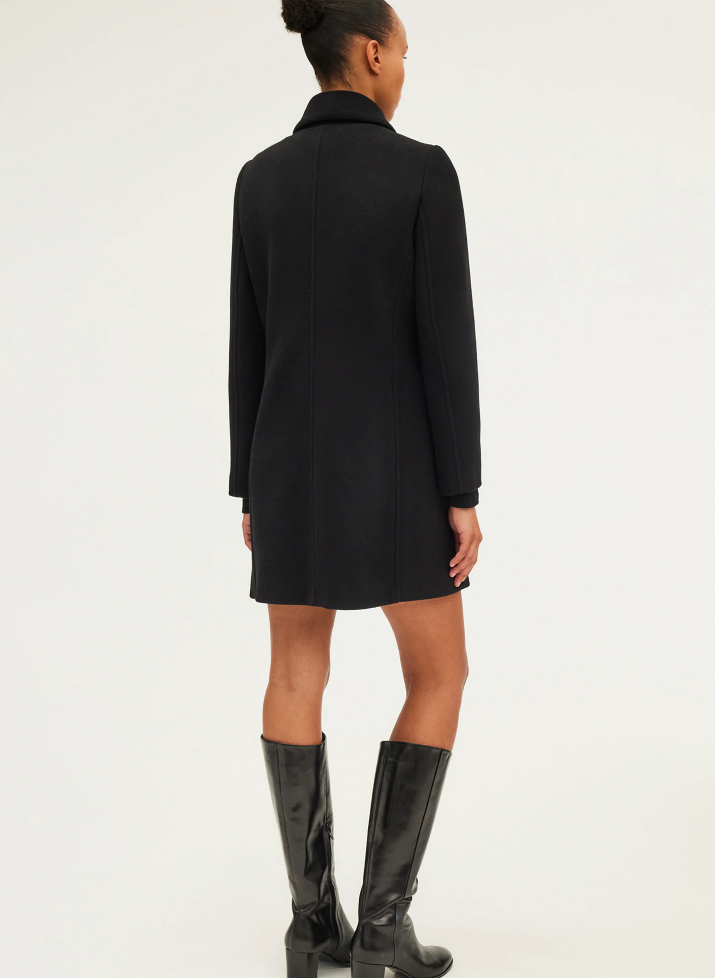 LIORA - Manteau col classique en laine| Noir