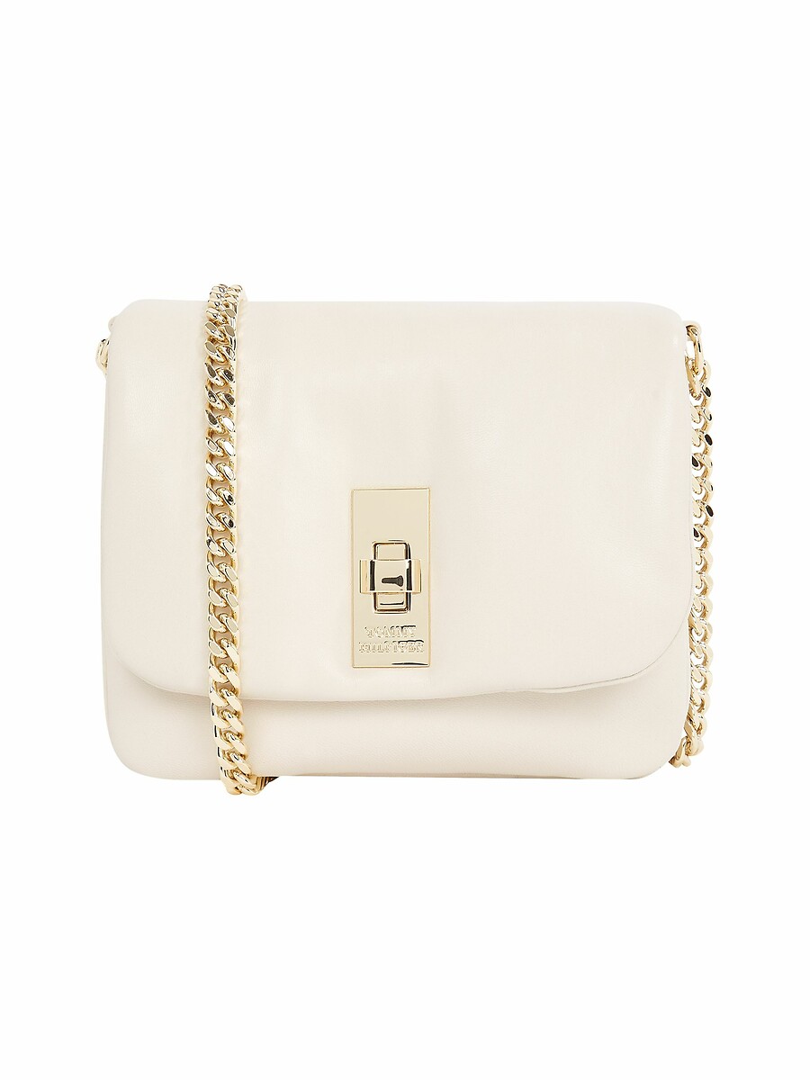 TOMMY HILFIGER<br>Bolsa de ombro com corrente em couro macio com acabamento cruzado