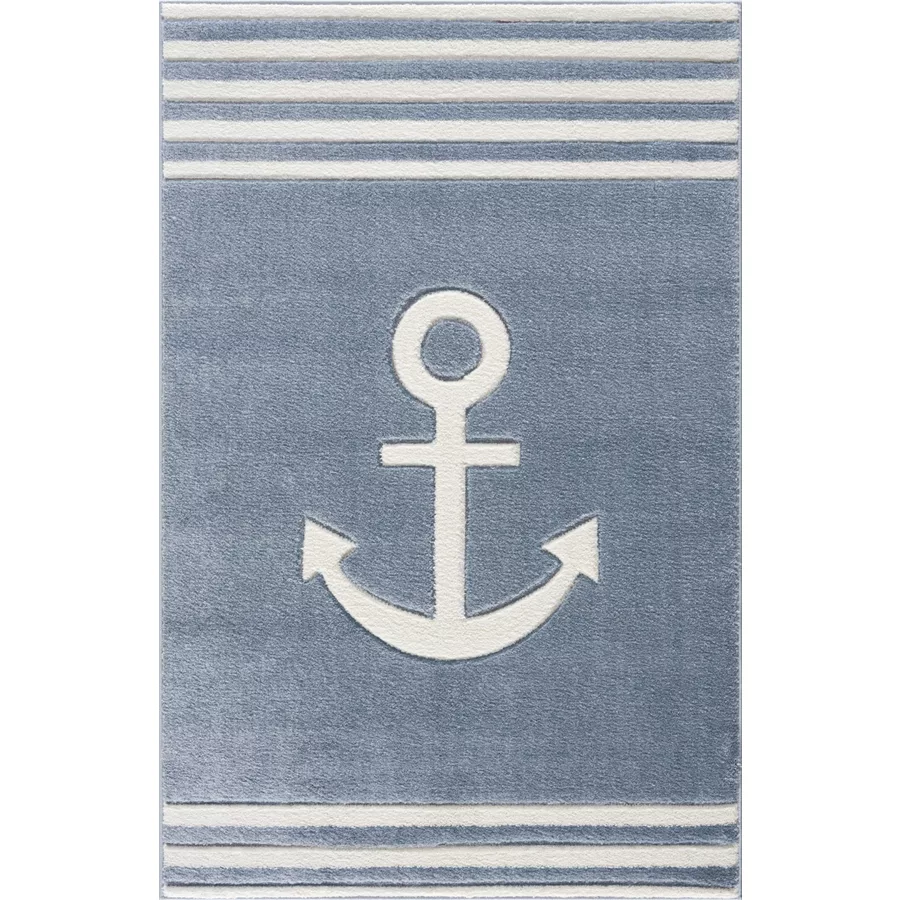 LIVONE Kinderteppich Kids love Rugs Anker blauweiß