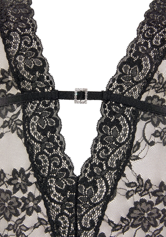 JETTE Body , aus floraler Spitze mit Glitzeraccessoire, sexy Dessous, Reizwäsche