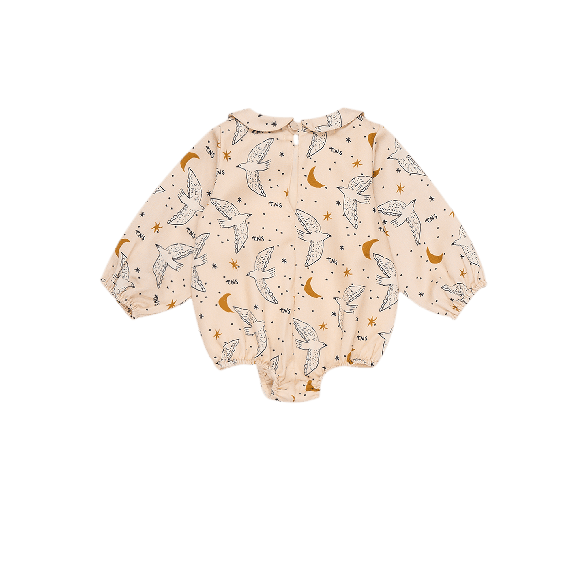 Barboteuse col claudine imprimée| Beige