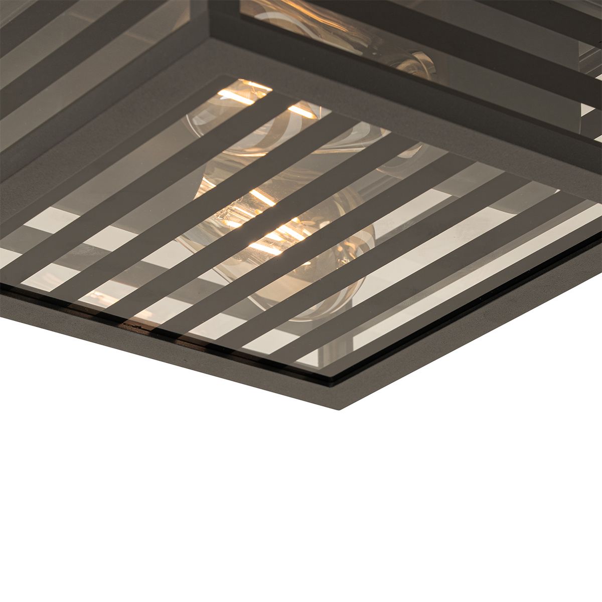 Moderne buiten plafondlamp zwart glas 2-lichts IP44 - Reims