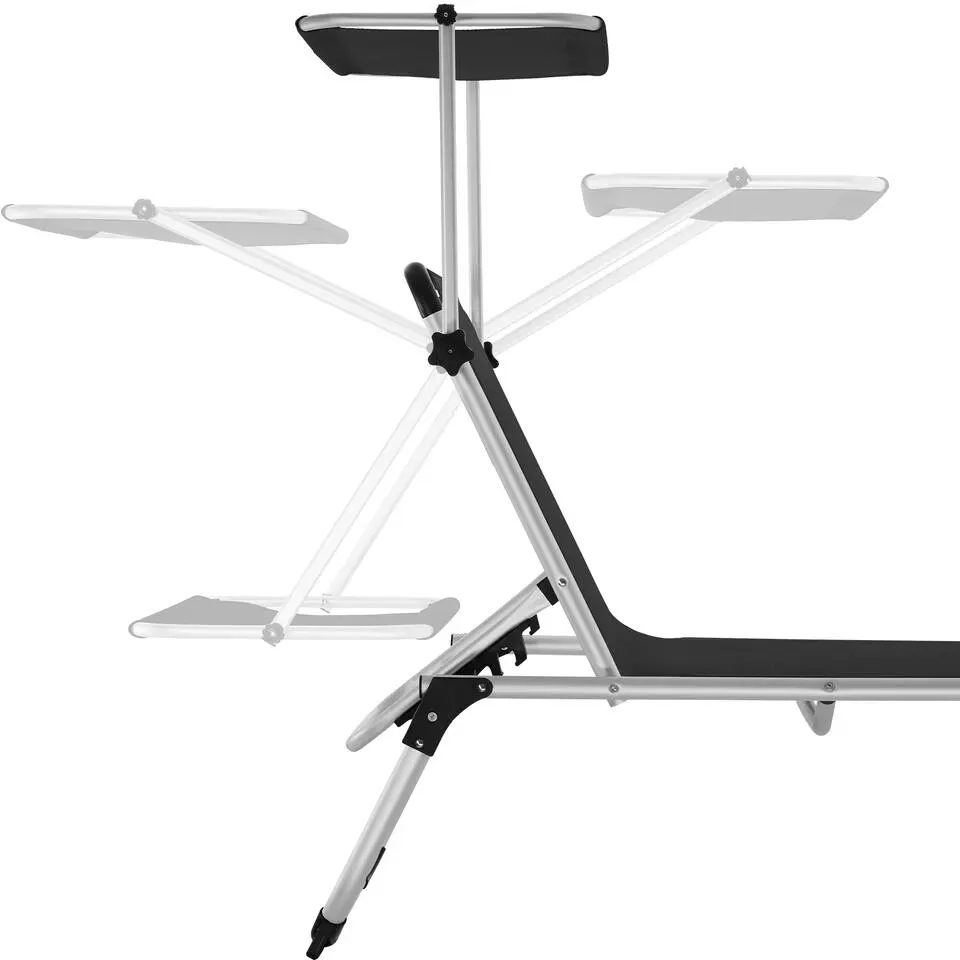 tectake Ligbed Aurelie van aluminium, 6 standen, Zwart
