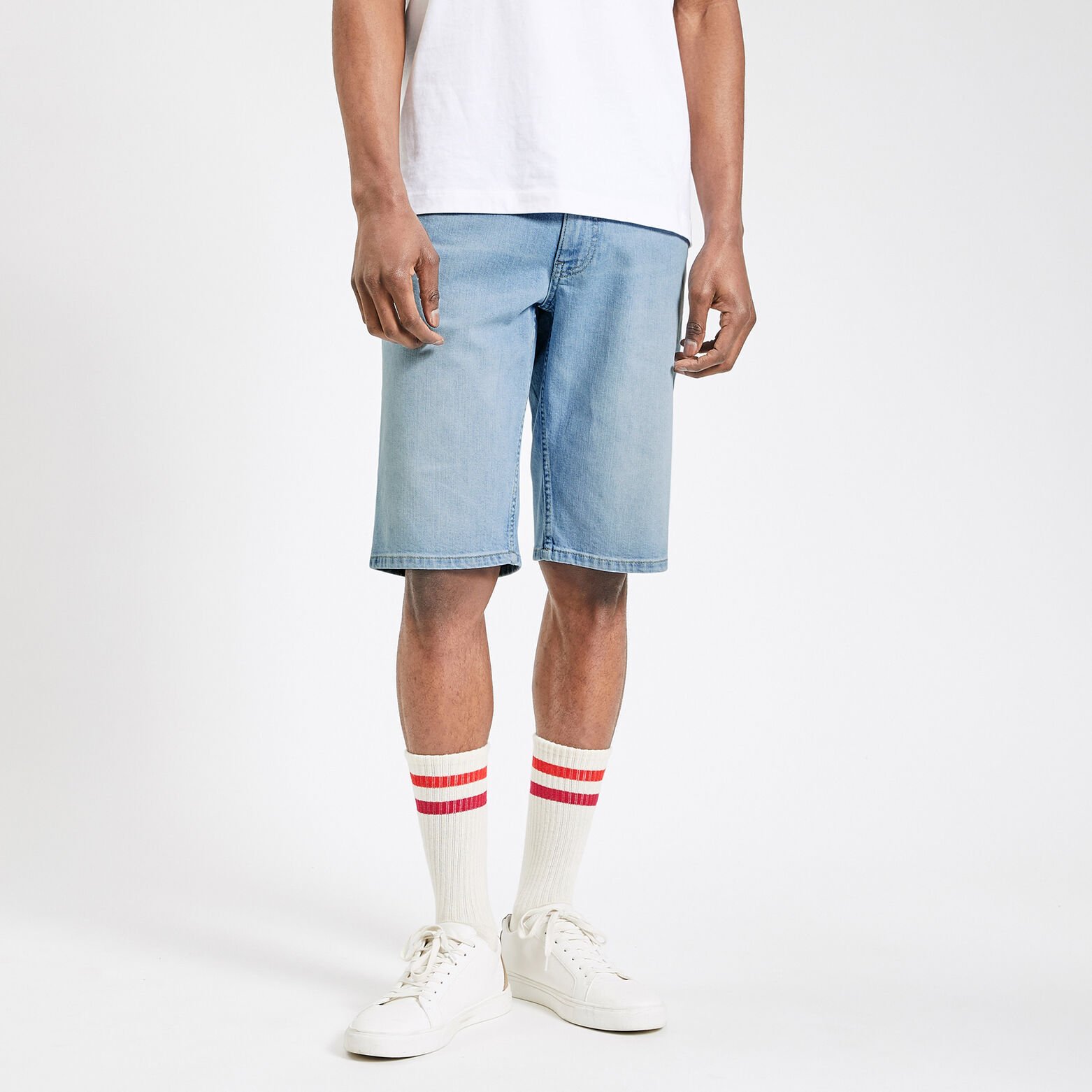 Bermuda en jean en coton recyclé Bleu moyen