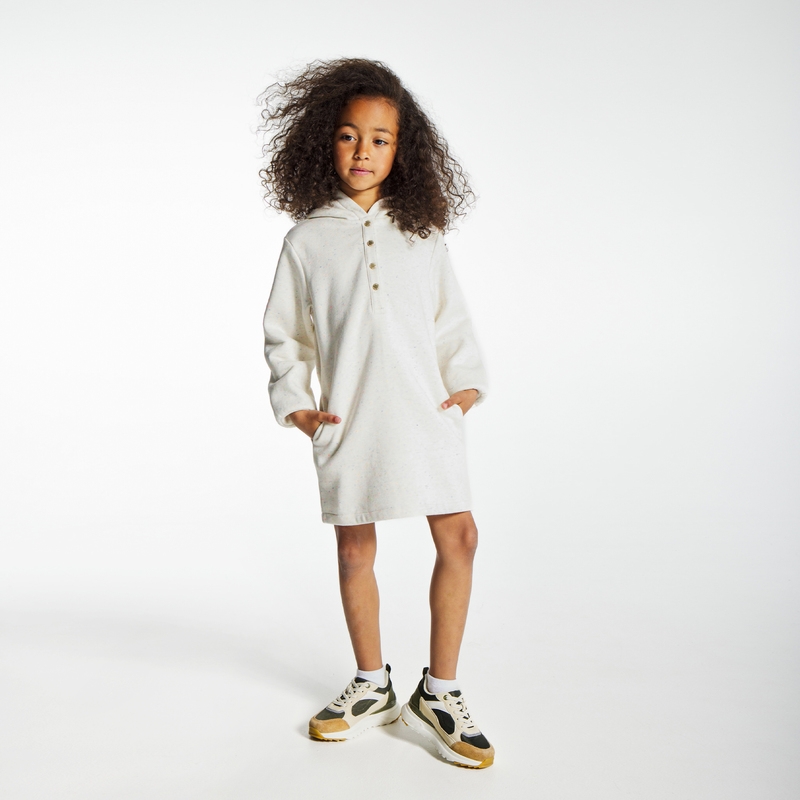 Robe sweat-shirt à capuche blanche fille