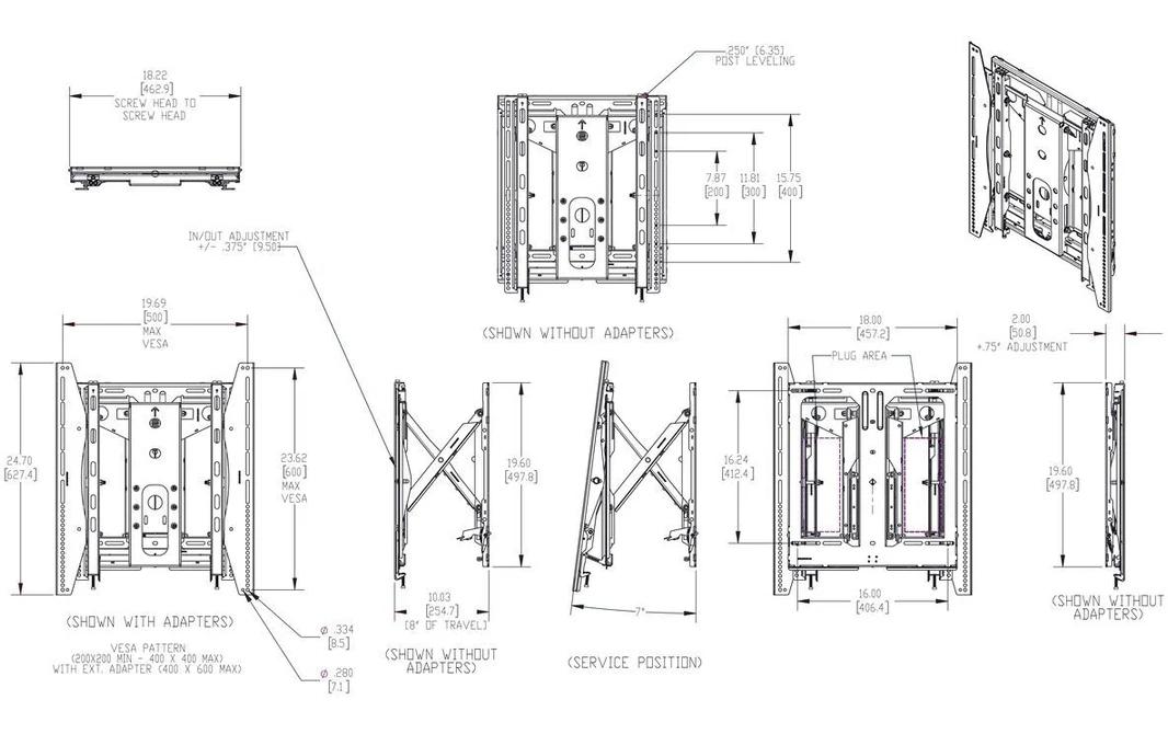 Wandhalterung Pop-Out PRO PFW 6885 Schwarz<br>Extraflaches Pop-Out-Modul für Videowände mit Displays im Hochformat