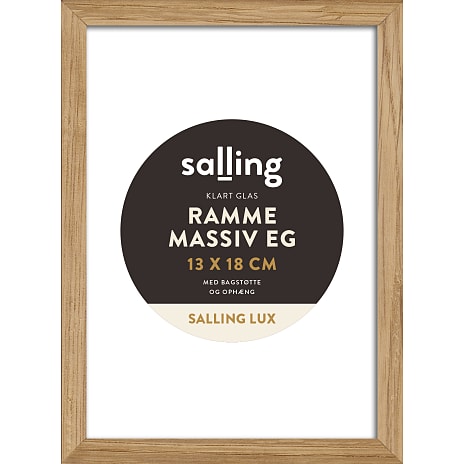 Ramme i massiv eg m. glas - 13x18 cm