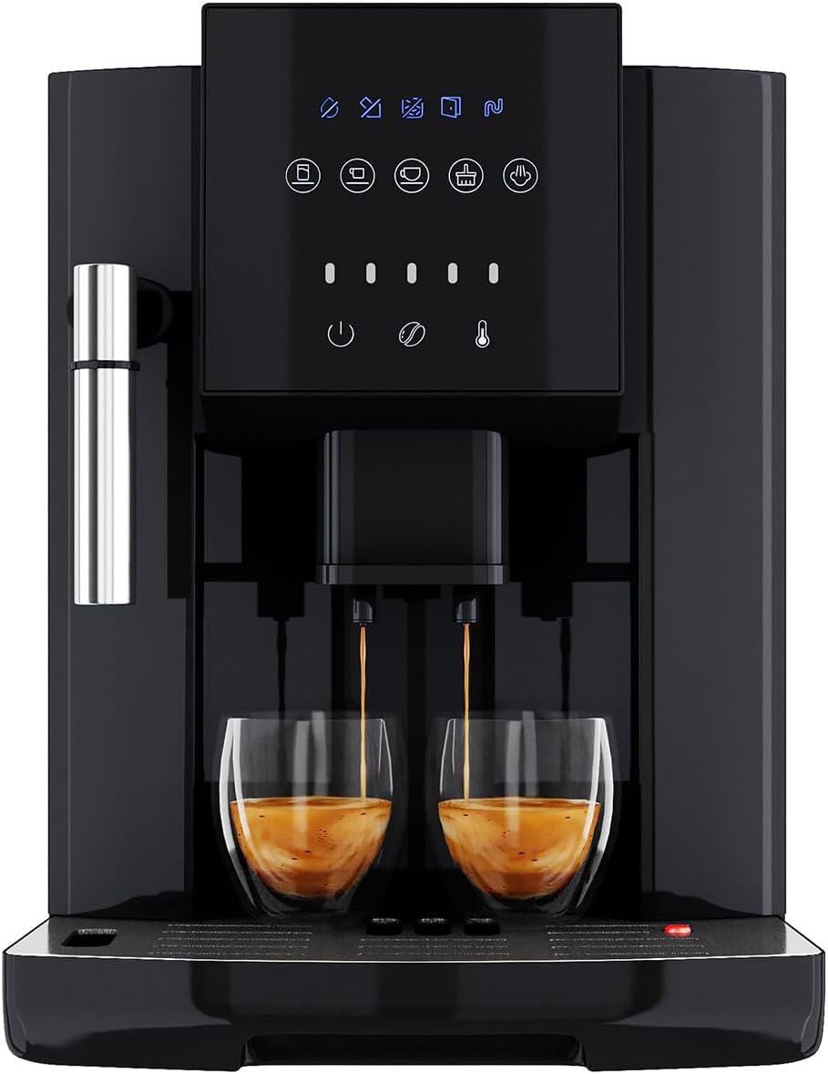 ProfiCook® Kaffeevollautomat mit Milchaufschäumdüse für Cappuccino | Kegelmahlwerk | mit Vorwärmfunktion für Tassen | italienische Profi-Pumpe | Touch-Display | Kaffeemaschine | PC KAV 1281