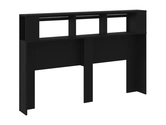 Tête de lit à LED noir 160x18,5x103,5 cm bois d'ingénierie