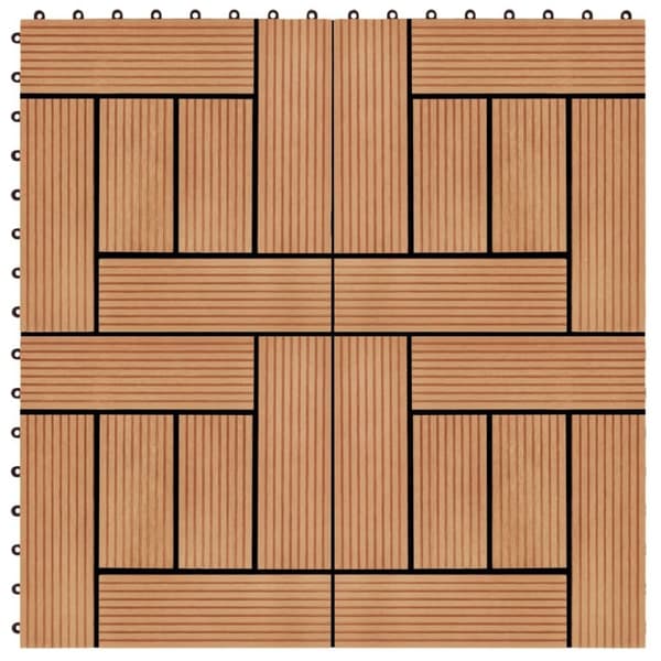 vidaXL Terrassebord 11 stk WPC 30x30 cm 1 kvm teak-farget
