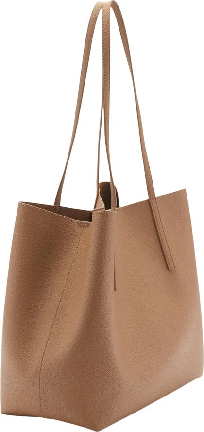 MANGO Pebbled effect shopper bag Medium brown