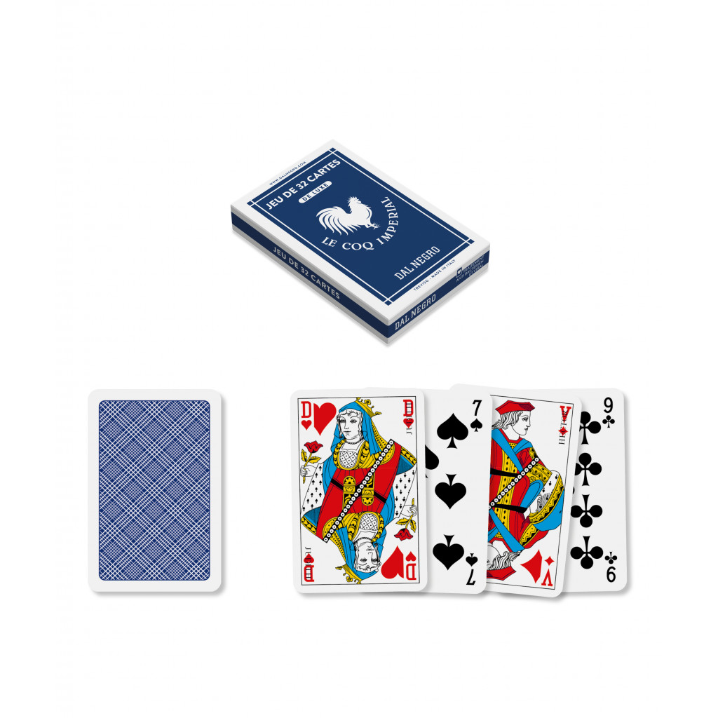Jeu de 32 cartes belote de luxe le Coq Imperial