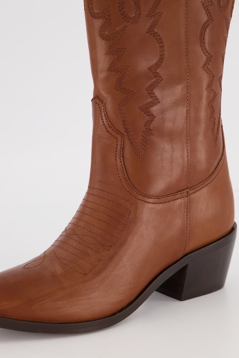 Leder-Cowboystiefel, 3 XL-Schaft, Stickerei, Weite H