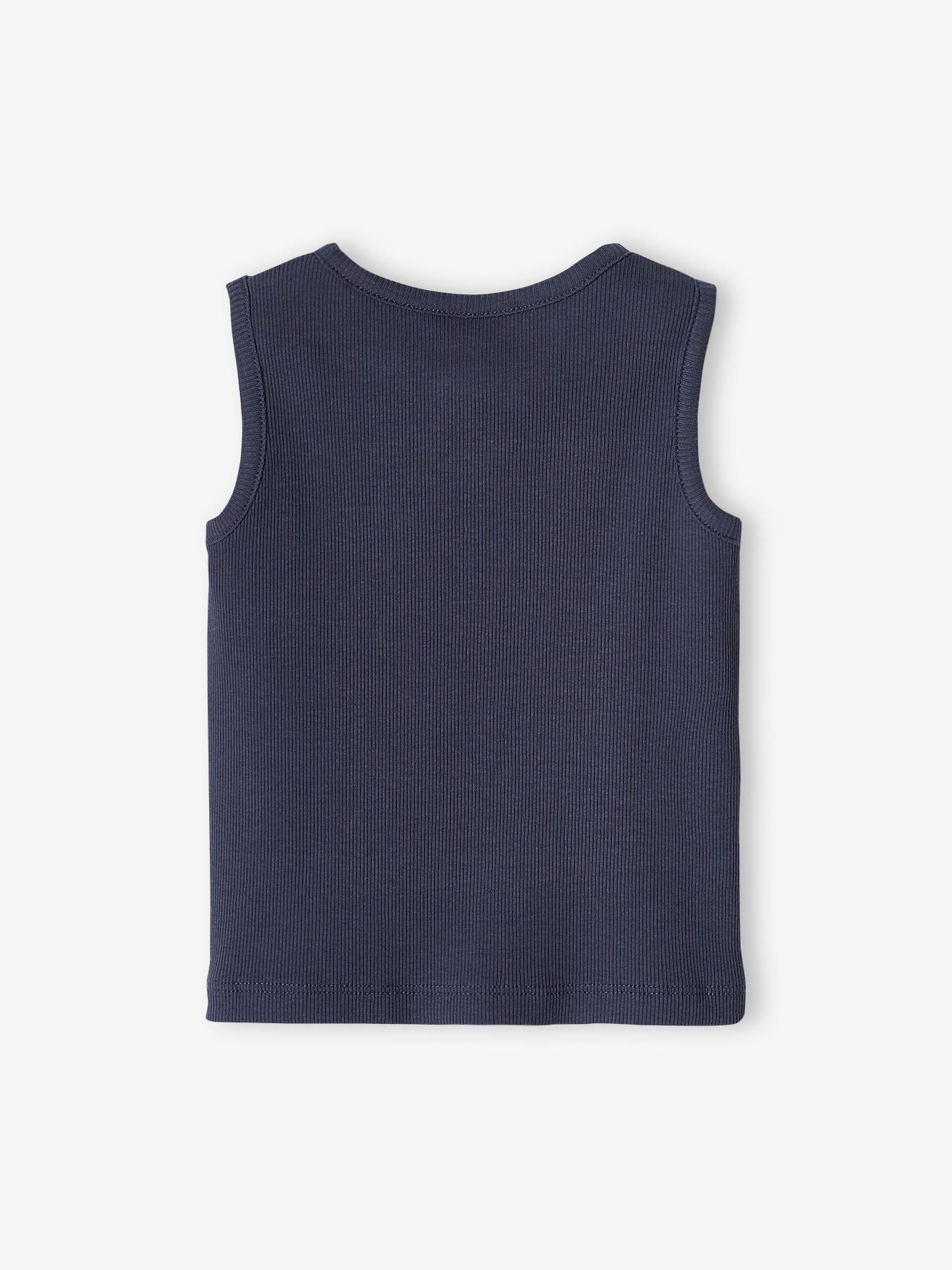 Camiseta regata canelada azul-ardósia para bebê